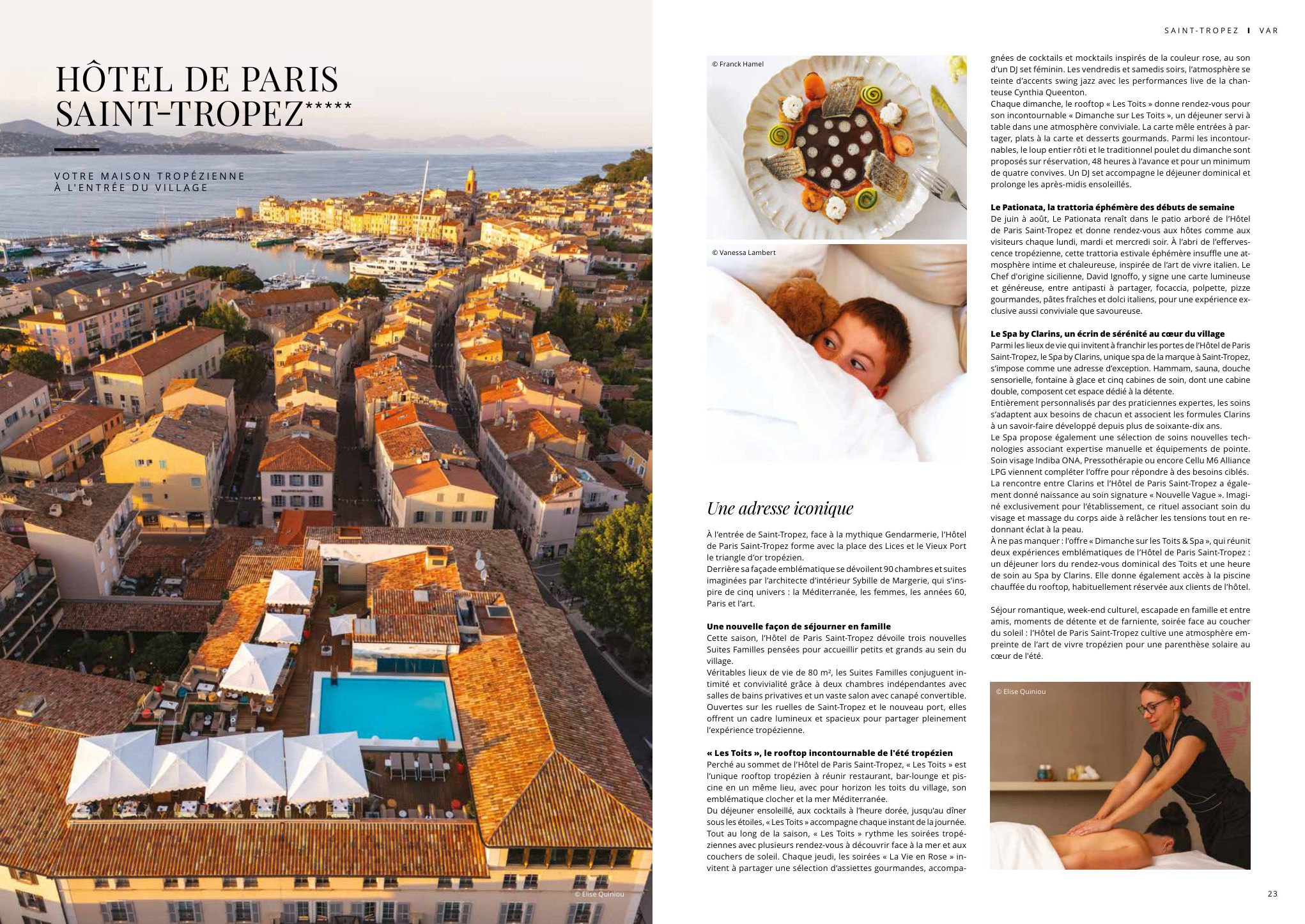 Hôtel de Paris Saint-Tropez — un reportage 4 pages, deux double-pages