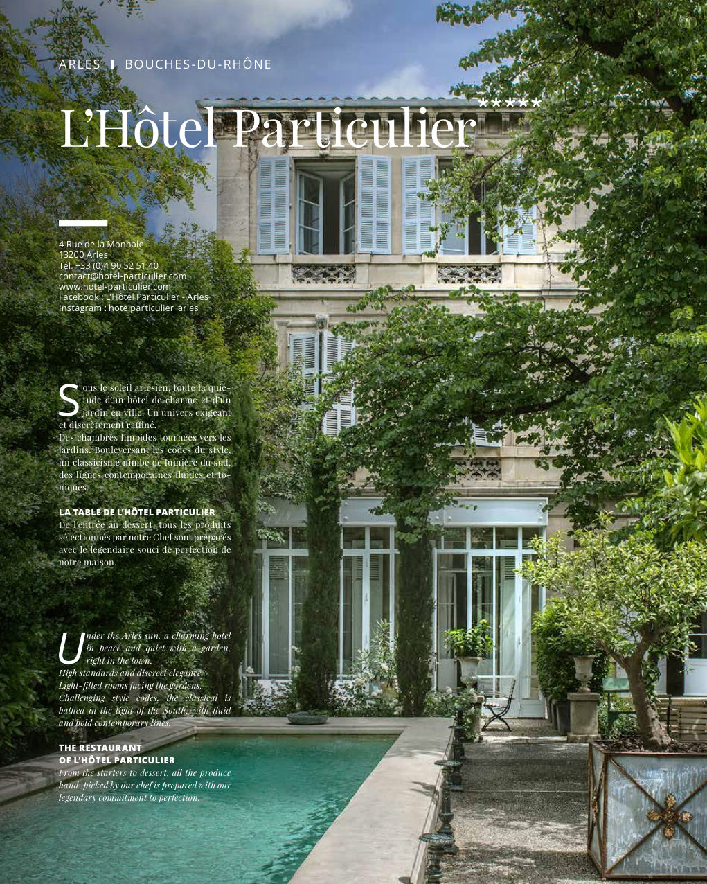 L’Hôtel Particulier***** 4 Rue de la Monnaie 13200 Arles — Eden Summer 2023, page 48