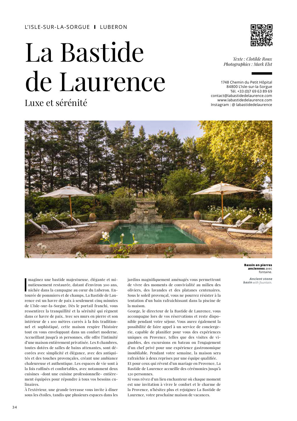 La Bastide de Laurence Luxe et sérénité — Eden Summer 2024, page 34