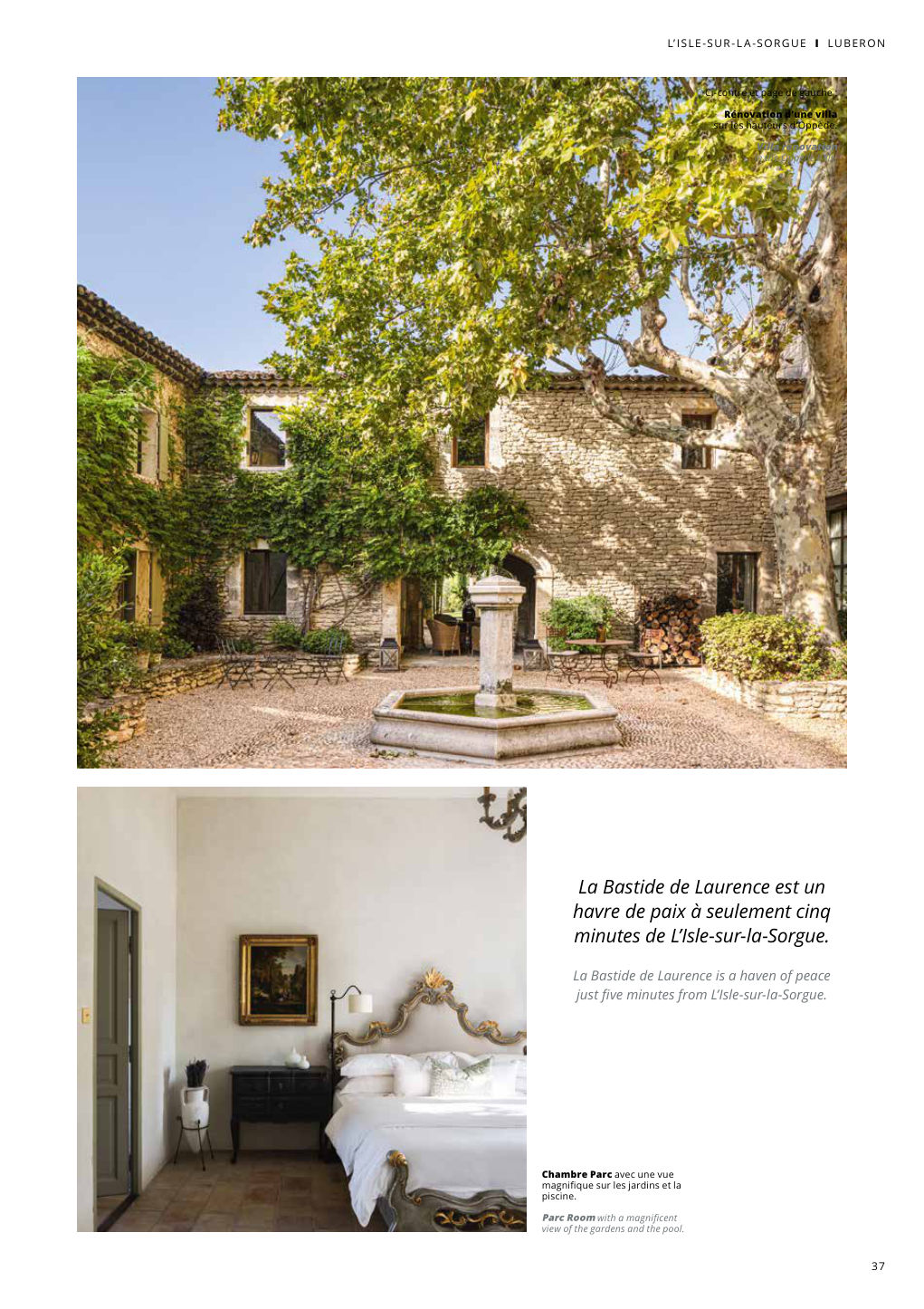 La Bastide de Laurence est un havre de paix à seulement cinq minutes de L’Isle-sur-la-Sorgue. — Eden Summer 2024, page 37