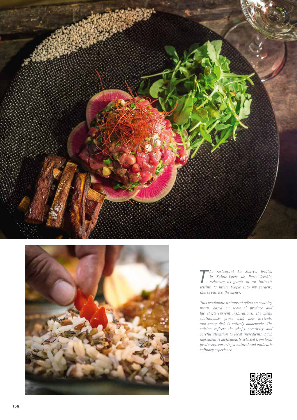 T he restaurant La Source, located in Sainte-Lucie de Porto-Vecchio, — Eden Summer 2024, page 108