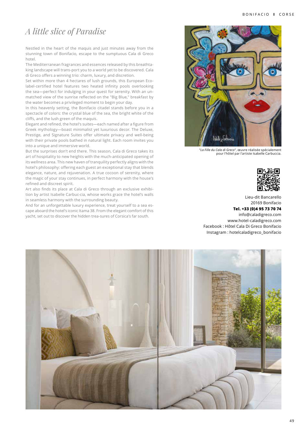 Lieu-dit Bancarello 20169 Bonifacio Tel. +33 (0)4 95 73 70 74 — Eden Summer 2025, page 49
