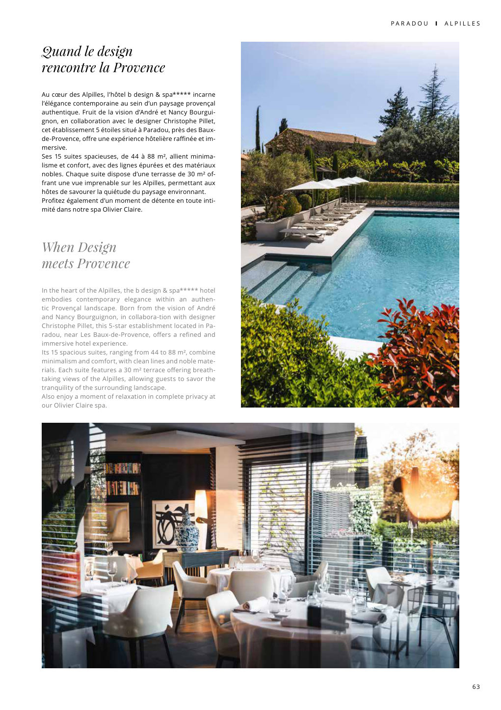 When Design meets Provence In the heart of the Alpilles, the b design & spa***** hotel — Eden Summer 2025, page 63