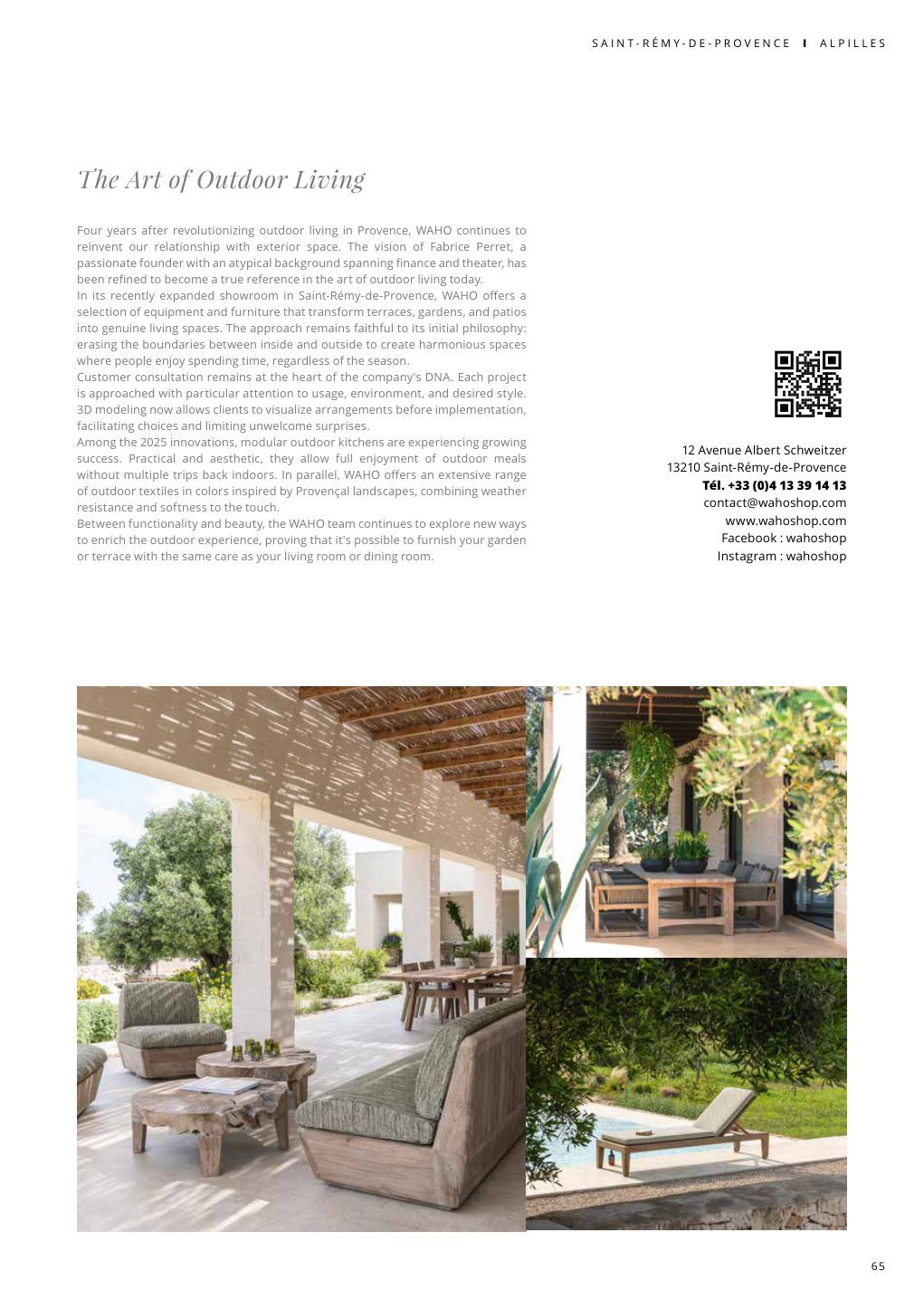 12 Avenue Albert Schweitzer 13210 Saint-Rémy-de-Provence Tél. +33 (0)4 13 39 14 13 — Eden Summer 2025, page 65