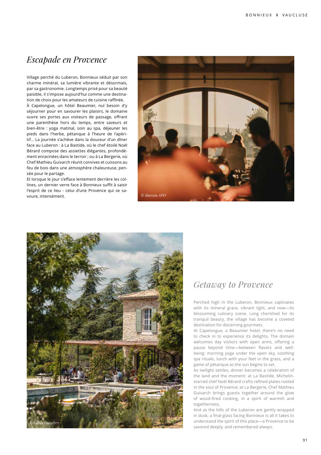 Escapade en Provence Village perché du Luberon, Bonnieux séduit par son charme minéral, sa lumière vibrante et désormais, — Eden Summer 2025, page 91