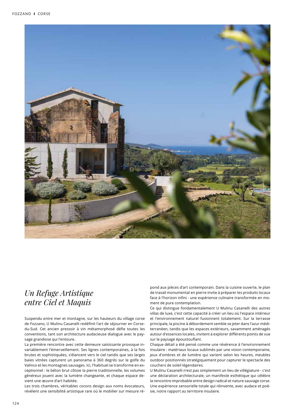 Un Refuge Artistique entre Ciel et Maquis Suspendu entre mer et montagne, sur les hauteurs du village corse — Eden Summer 2025, page 124
