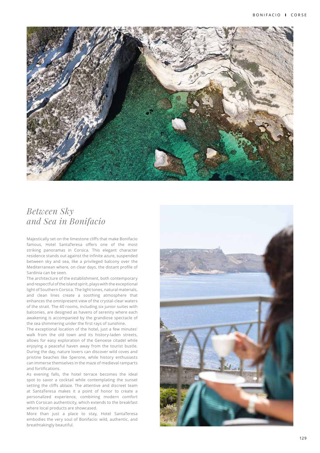 Between Sky and Sea in Bonifacio Majestically set on the limestone cliffs that make Bonifacio — Eden Summer 2025, page 129