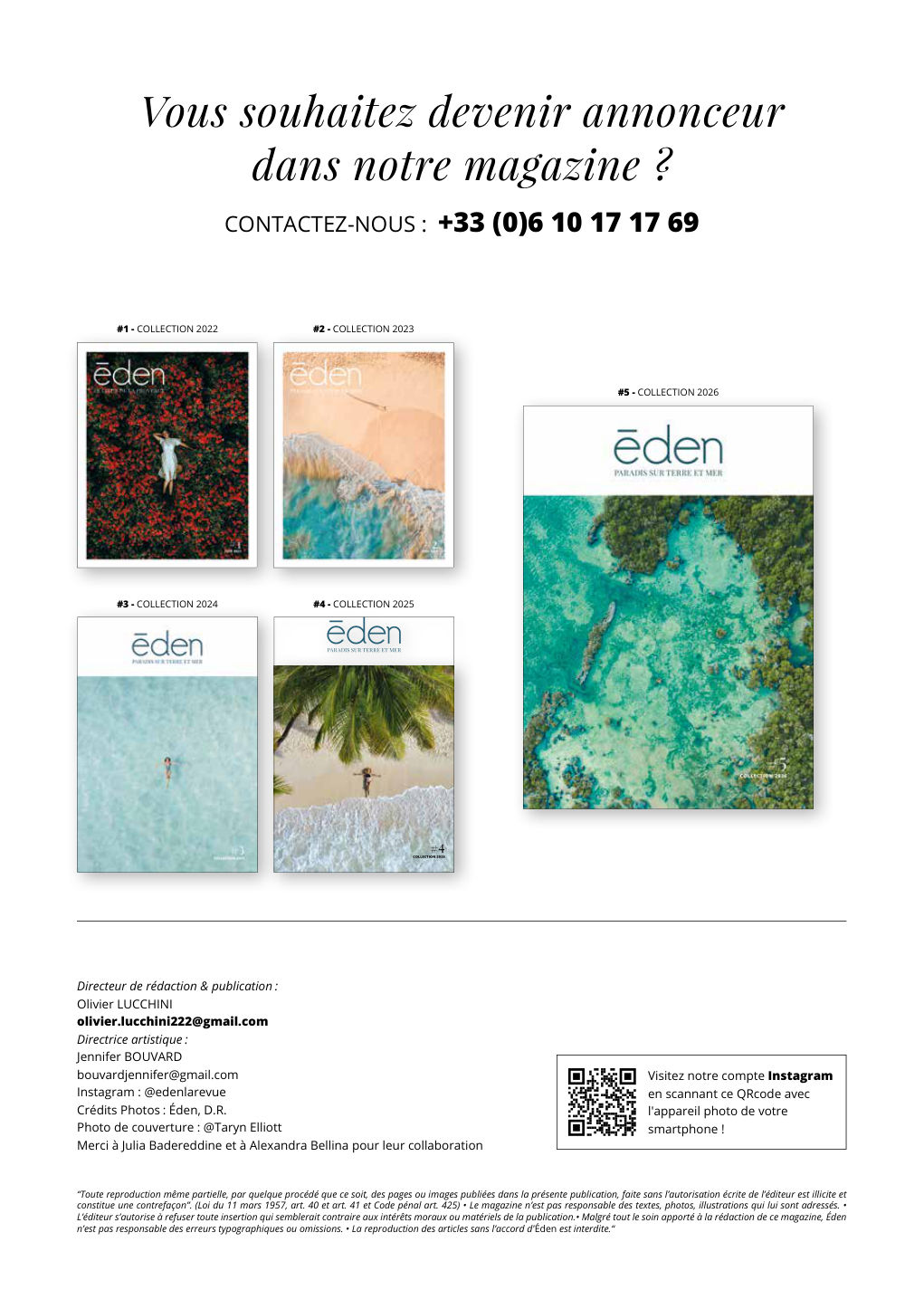 Directeur de rédaction & publication : Olivier LUCCHINI olivier.lucchini222@gmail.com — Eden Summer 2026, page 13