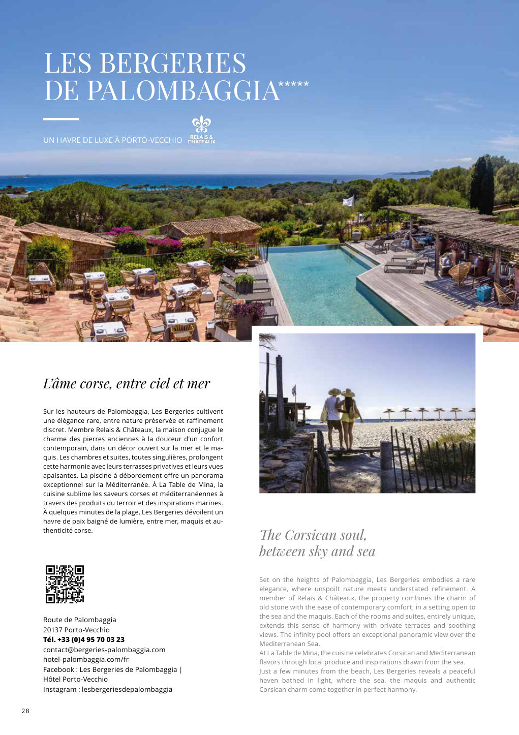 L’âme corse, entre ciel et mer Sur les hauteurs de Palombaggia, Les Bergeries cultivent une élégance rare, entre nature préservée et raffinement — Eden Summer 2026, page 28