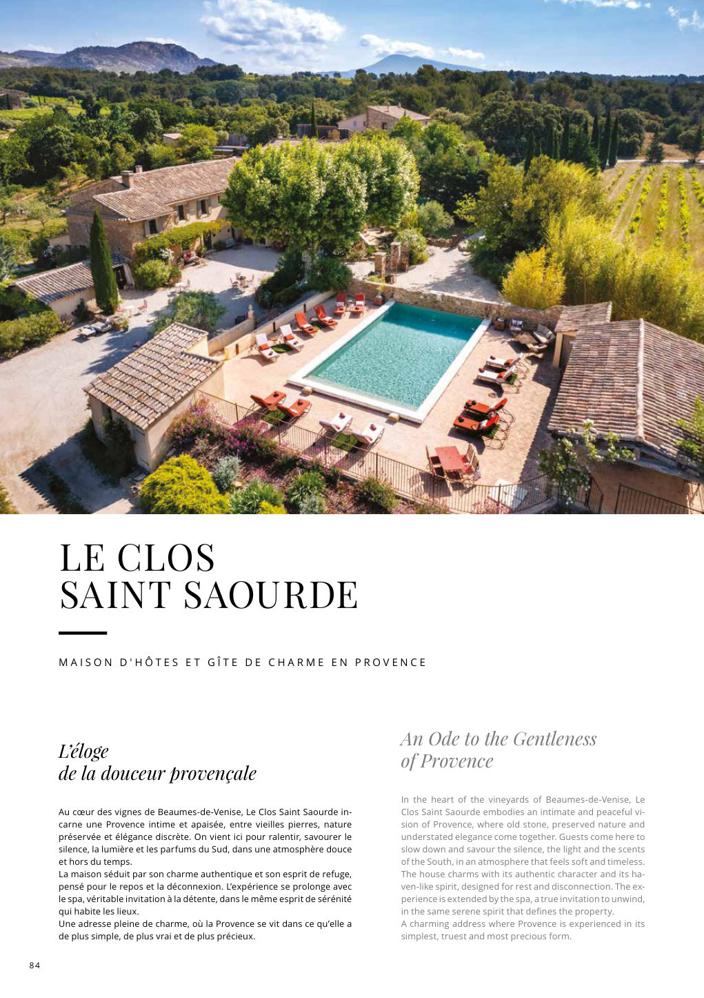 L’éloge de la douceur provençale Au cœur des vignes de Beaumes-de-Venise, Le Clos Saint Saourde in- — Eden Summer 2026, page 84