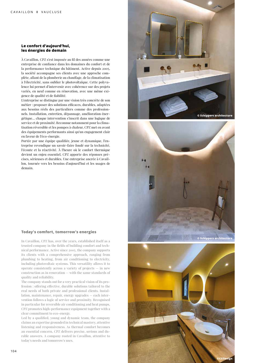 Today's comfort, tomorrow's energies In Cavaillon, CPZ has, over the years, established itself as a trusted company in the fields of building comfort and tech- — Eden Summer 2026, page 104
