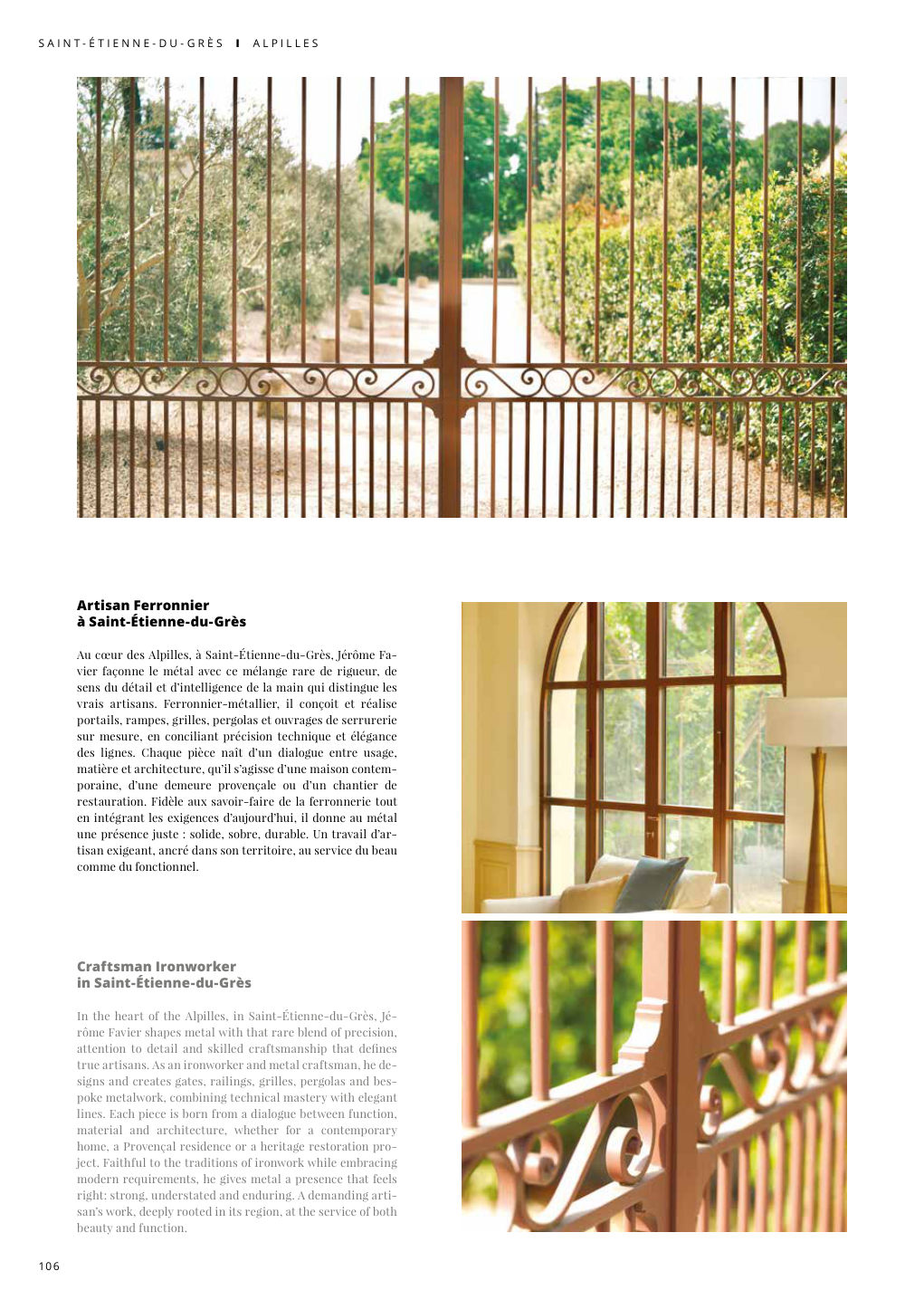 Artisan Ferronnier à Saint-Étienne-du-Grès Au cœur des Alpilles, à Saint-Étienne-du-Grès, Jérôme Fa- — Eden Summer 2026, page 106