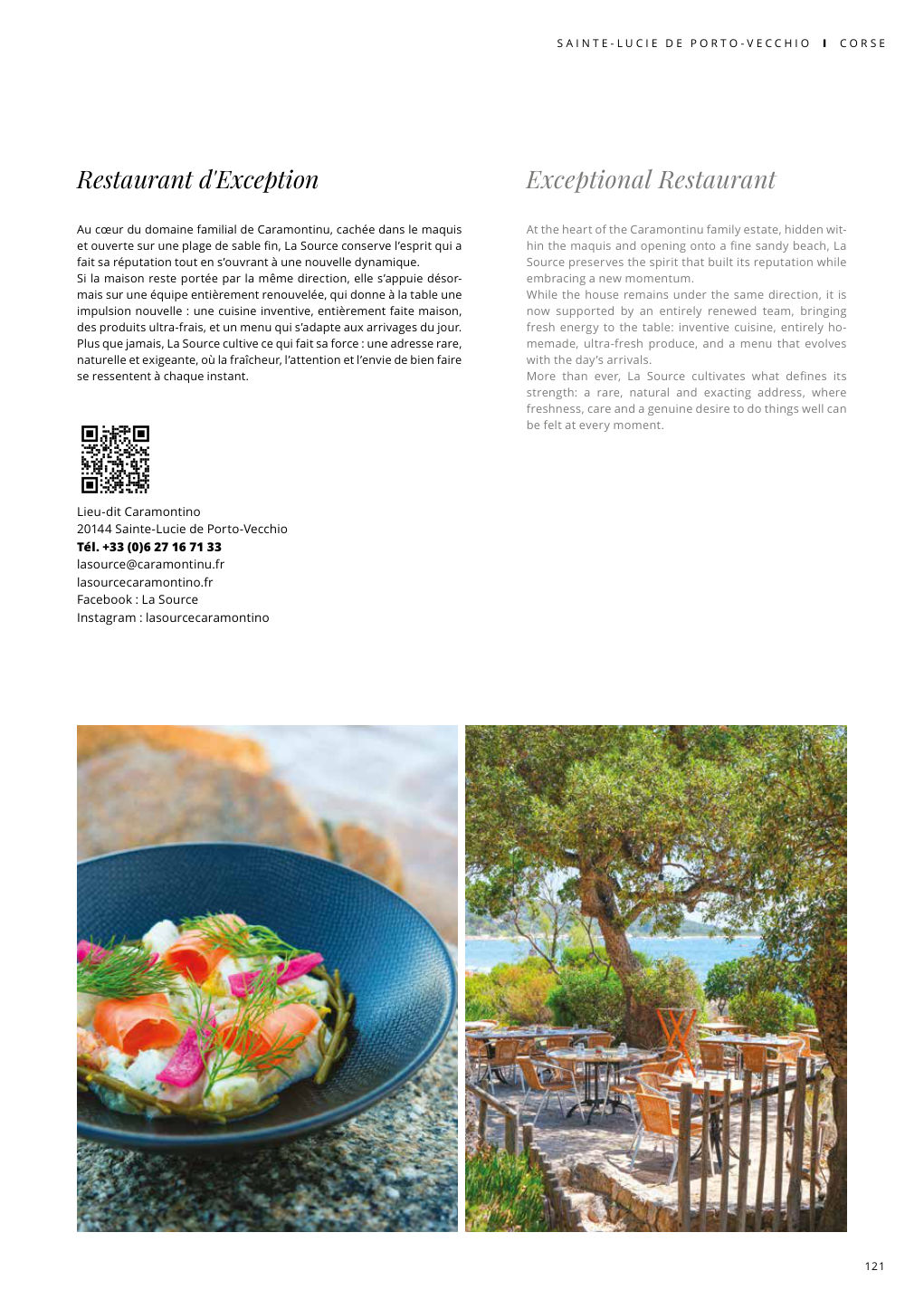 Lieu-dit Caramontino 20144 Sainte-Lucie de Porto-Vecchio Tél. +33 (0)6 27 16 71 33 — Eden Summer 2026, page 121